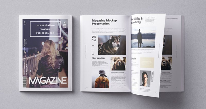 magazine back open view mockup free