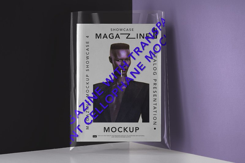 magazine transparent cover mockup free