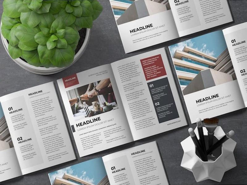 magazine with plant stationery mockup