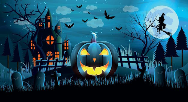 halloween background pumpkin graveyard free vector