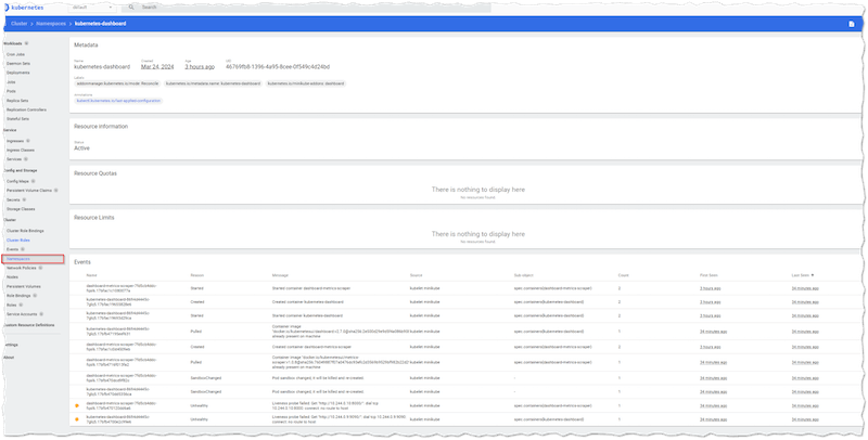 kubernetes dashboard